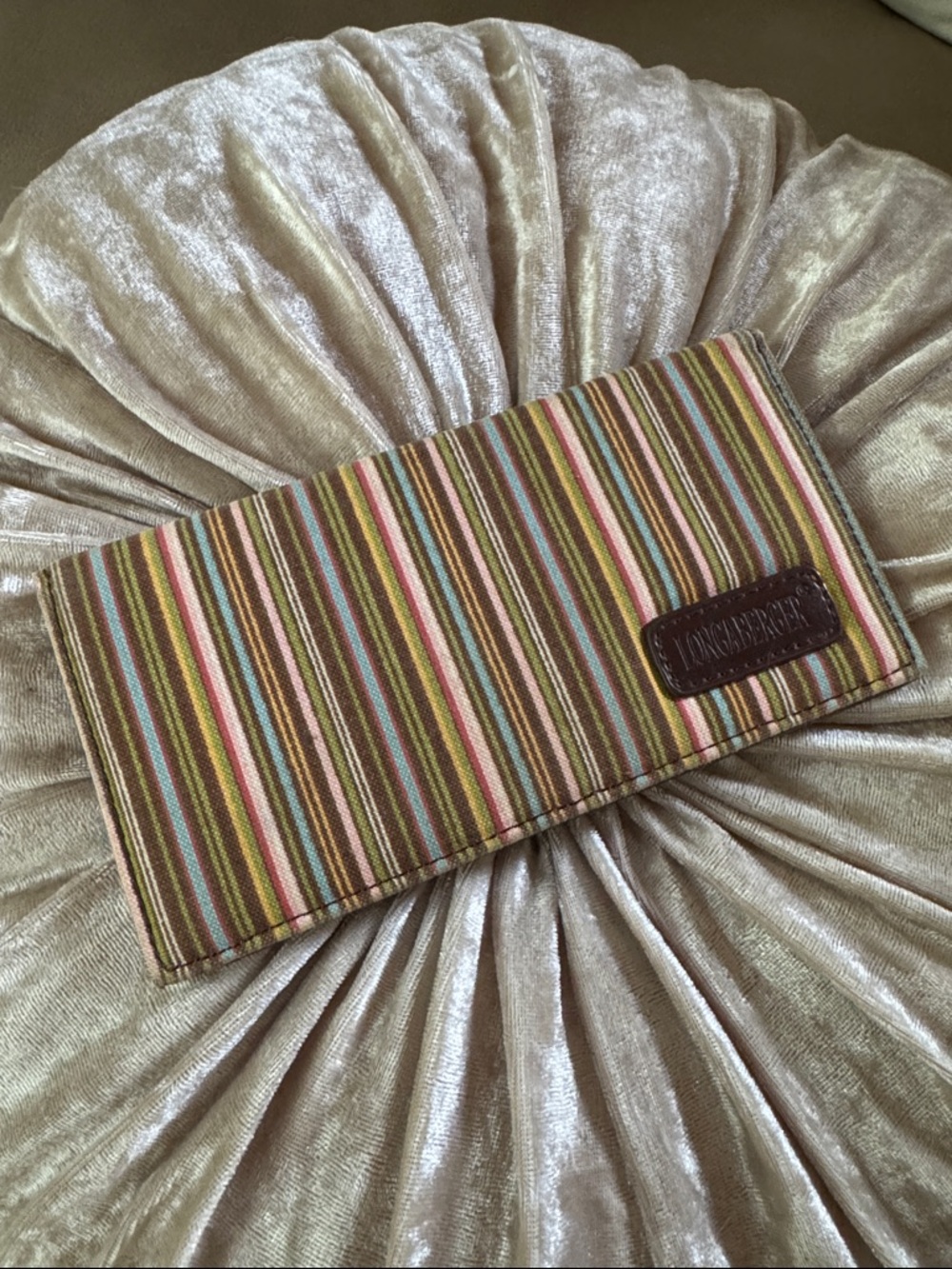 Vintage Longaberger Striped Canvas Wallet/Chechbook Cover